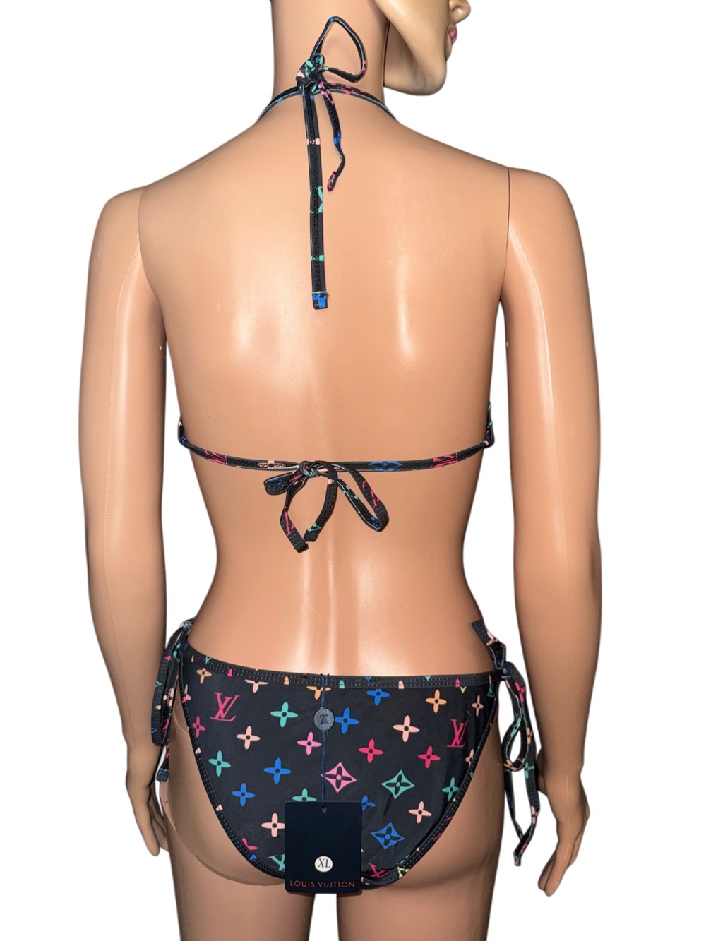 Colorful Monogram Print Triangle Bikini Set - Picture 3 of 6